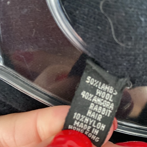 Vintage scarf sweater lambswool angora rabbit hair button shoulder tie neck - Picture 3 of 7